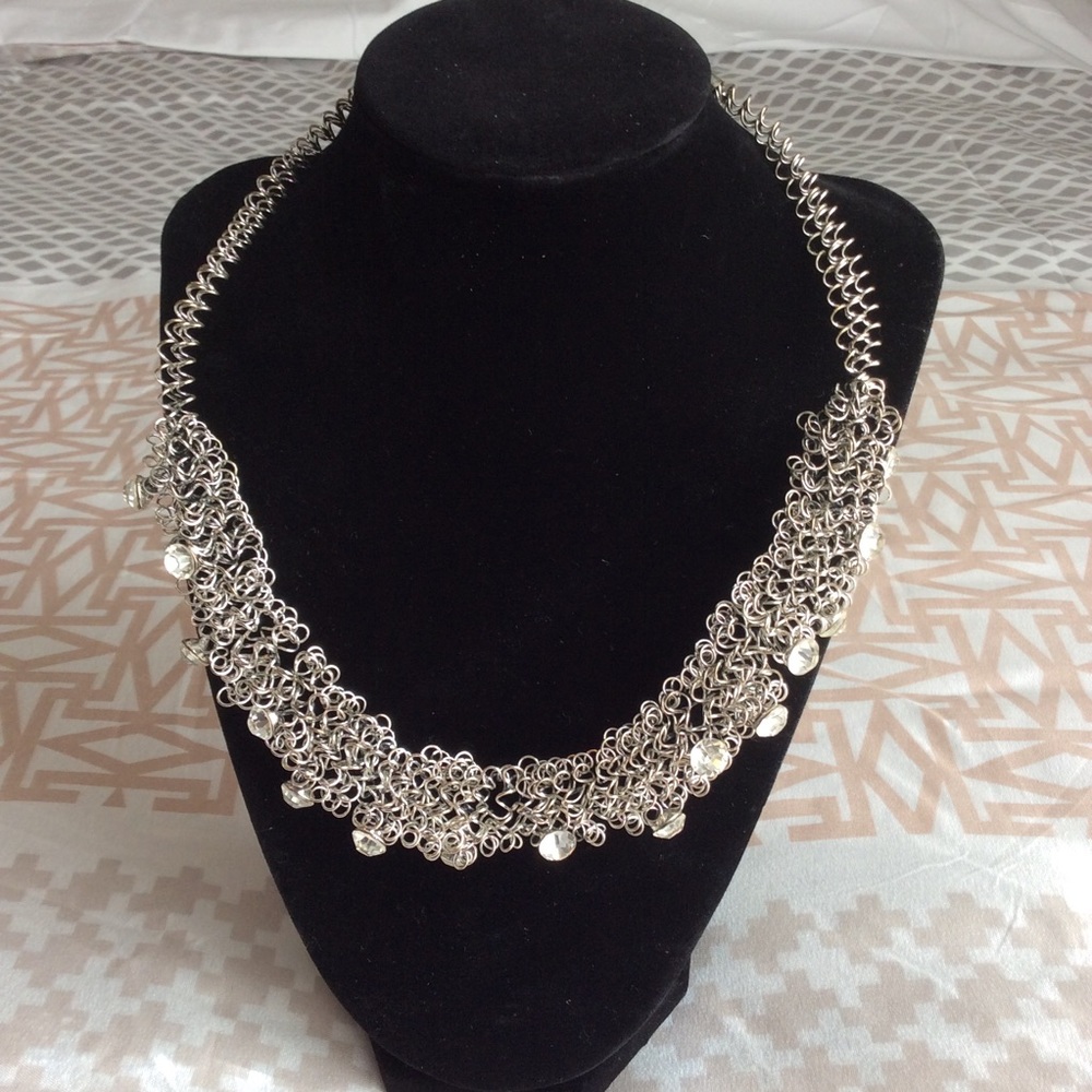 Ultra modern barbed wire rhinestone necklace -NWOT